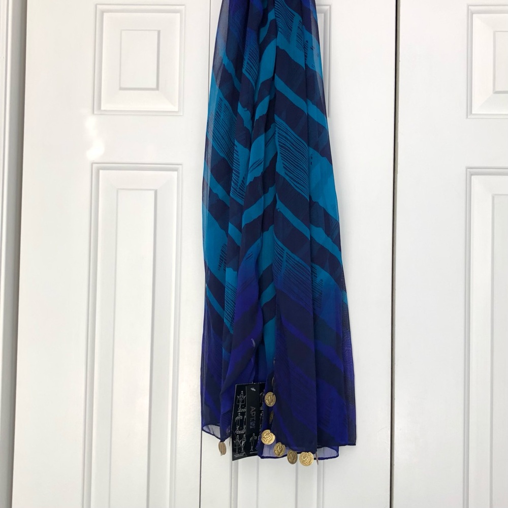 Swim Coverup Wrap Skirt Purple Blues With Coins Apt 9 Oversized for Beach Resort